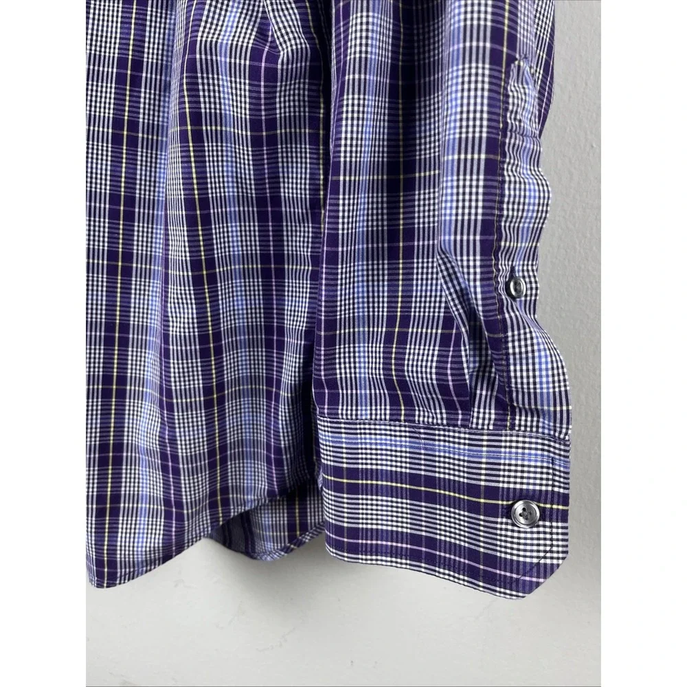 Banana Republic Men's Large Purple Plaid Long Sleeve Button Up Shirt